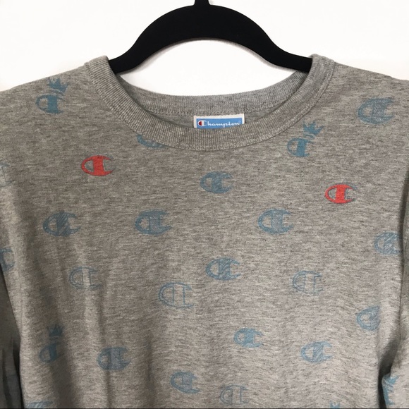 NWT Champion Gray Heritage Tee All Over Logo - Picture 6 of 8